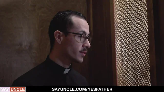 Yesfather twink sucks mammoth priest prick in church gloryhole