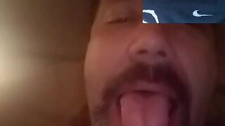 Bear straight stroke off and seed in videocall sex