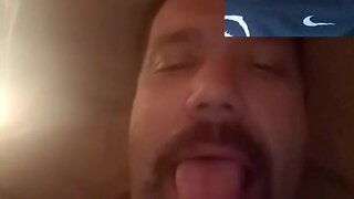 Bear straight stroke off and seed in videocall sex