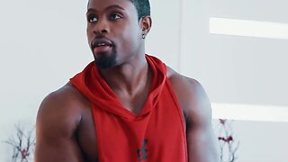 Chocolate gay stud fucks hot white guy during audition