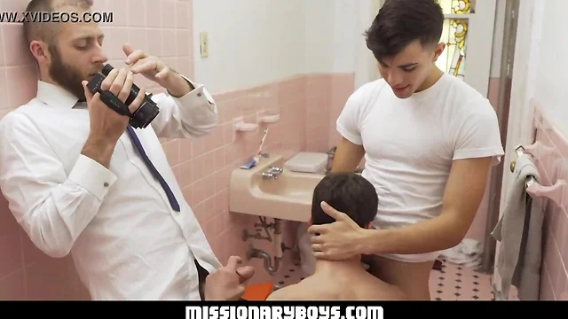 Missionaryboyz priest films as a teenage missionary gags on his pecker