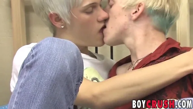 Boyz take their clothes off after kissing to have ass sex
