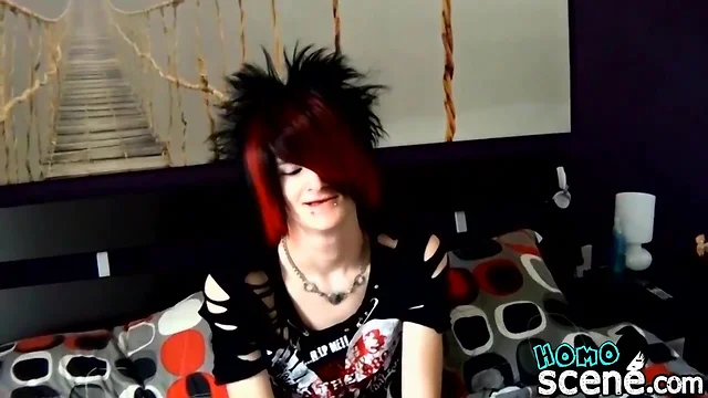 Gay emo teenager vayne insanity jerks off and anal plays solo