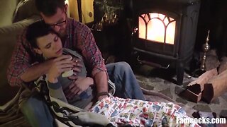 Fuck by the fireplace pappy son