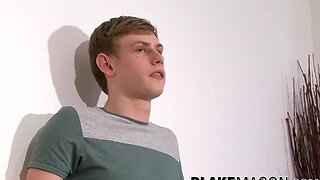 British amateurish boy stips after an interview and jerks off