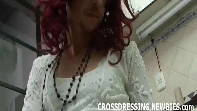 Sizzling Ebony Crossdresser Gives Kinky Blowjob & Takes It Up the Ass!
