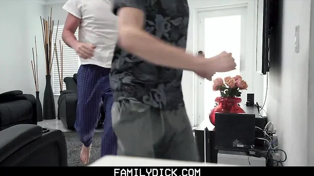 Familydick strict stepdad disciplines his twink with hard cock
