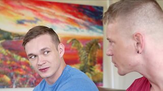 Gunner can't help joining his stepbrother in shagging new guy he met