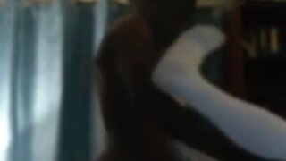 Interracial home-made raw fuck between hung chocolate and his thin white