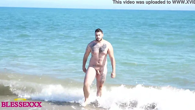 Straight male walking along the bare beach magic javi