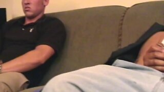 Two straight guys masturbate off next to eachother