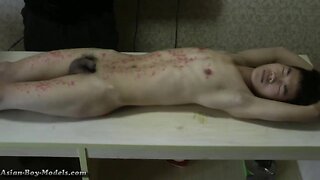 Slim asiatic guy train as dog slave