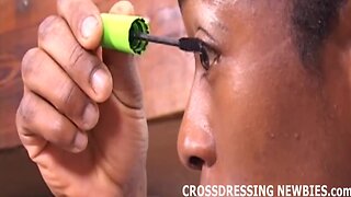 Kinky Latin Crossdresser: Ebony Sissy Anal & Blowjob