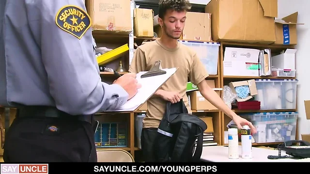 Youngperps young twink gets knocked off by the mall security