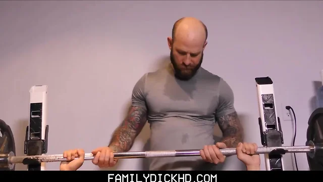 Bear father and jock son workout fuck