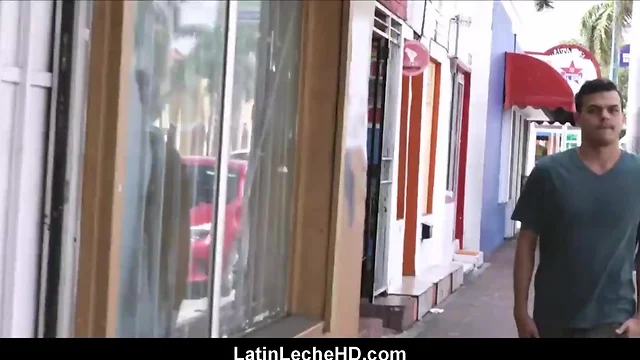 Straight teen spanish latin jock interviewed by gay guy on street has sex