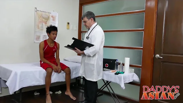 Doctor pope measures boy patients backside with his dick