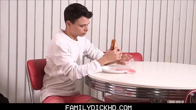 Father and teenager son lunch fuck