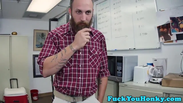 Straight Tattooed Guy Auditions in Hot Interracial Office Scene
