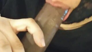 Slurping my straight friend's titanic chocolate pecker