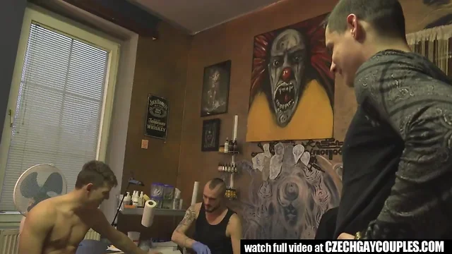 Wild sex for money in a tattoo studio