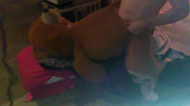 Knocking Off my teddy bear in the basement