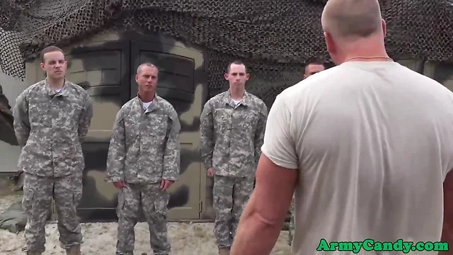 Hot and Steamy: Muscular Soldiers` Intense Buttfucking Group Session