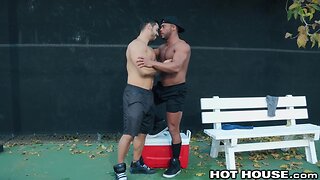 Hothouse sexy arab dark guys being slick with the prick in public