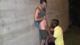 Amateurish interracial gay cock sucking and sex on the street and at home