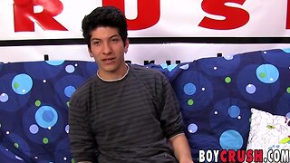 Fresh teenager jerks off and goes up hard at the casting couch