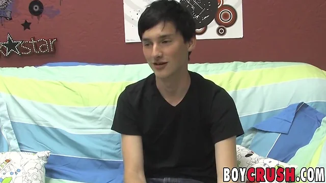 Teenager interviewed before he strips and works his butt