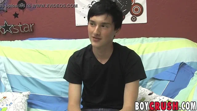 Teenager interviewed before he strips and works his butt