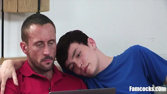 Teenager stepson disturbs stepfather while working