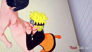 Hot Anime Threesome: Blonde & Naruto Cosplayer, Big Dicks, Anal, Blowjobs & Creampie!
