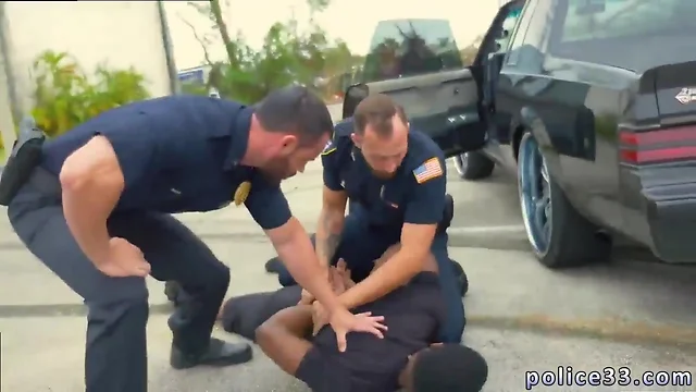 Bare dark cop gay first time drilling the white cop with some