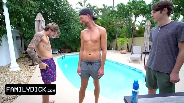 Nice bum young gets double penetration by the pool on 4th of july