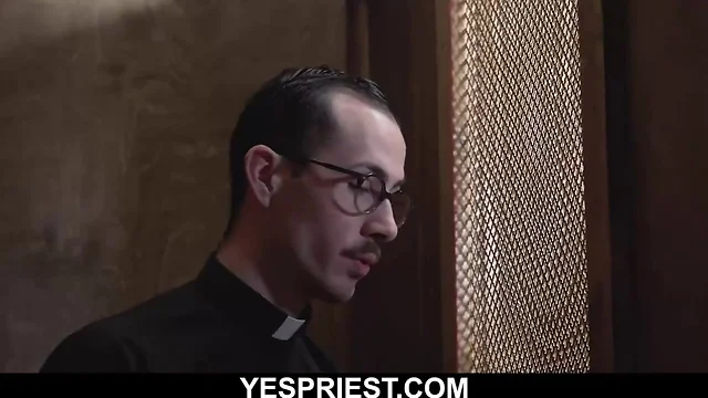 Hung blonde church teenager knocked off in confessional by priest