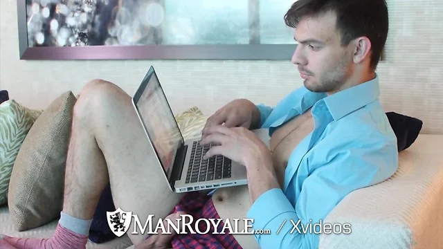 Manroyale porn watching interrupted with real fuck