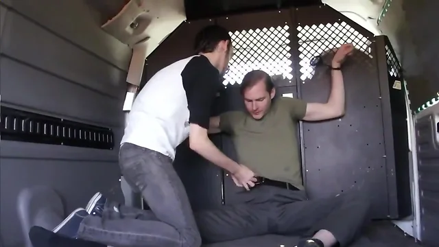 Straight cocksucking tied up in van