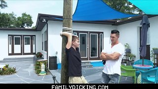 Boy nephew johnny hunter tied to tree drilled by strong stud uncle