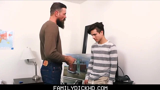 Stepdad shows virgin stepson how it's done