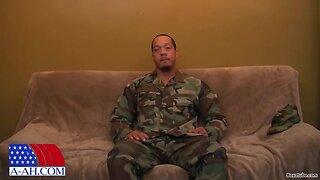Hunk in Uniform Jerks Off for the First Time: Ebony Bodybuilder Solo Video