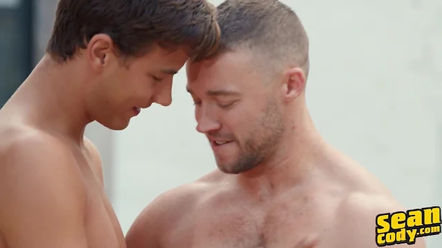 Tom can't resist justin's tight swimsuit – gives him a cute morning fuck
