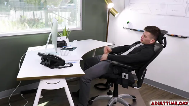 Trevor brooks caught rubbing his cock in the office by his boss