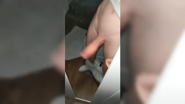 Stroking my enormous penis until i ejaculate on the mirror