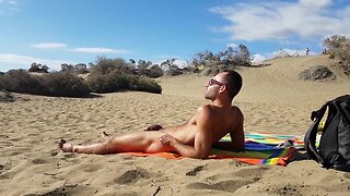 Public handjob in the dunes of gran canaria