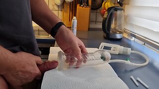 Inserting needles into glans with vacuum pump