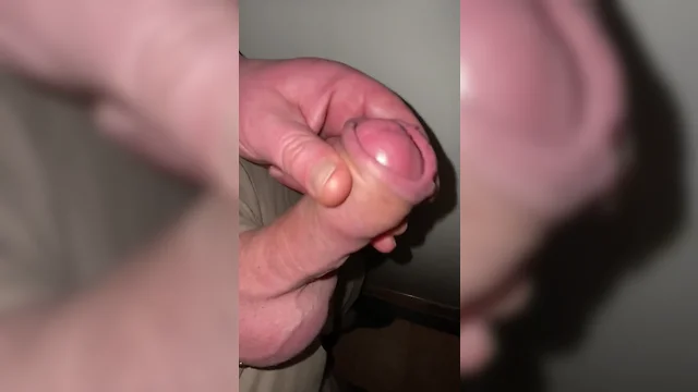 Huge cumshot from big cockhead and long foreskin