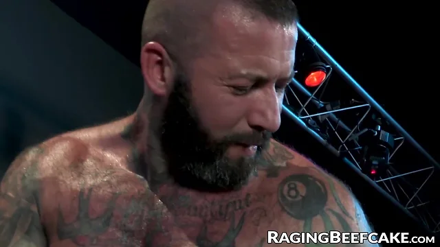 Interracial anal slamming with muscular tattooed hunks