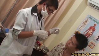 Asian twink medically prepared before masturbation to climax